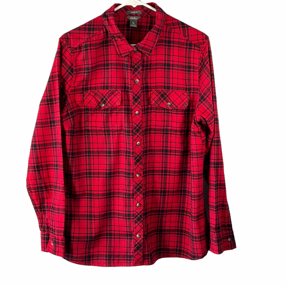 Eddie Bauer Red and Black Plaid Women's Shirt